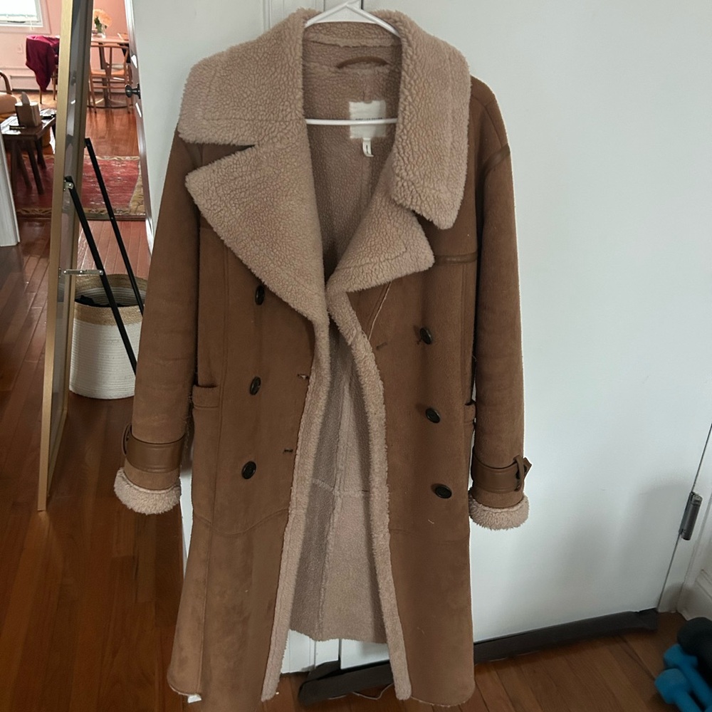 Avec Les Filles Faux Shearling Longline Coat